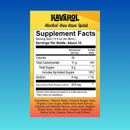 ️️Kavahol - Alcohol-Free Kava Spirit, Fiery Ginger Flavor, 10 Servings